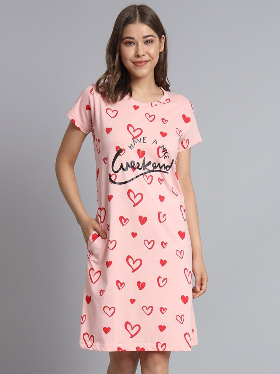 SEPHANI Conversational Printed Round Neck T-Shirt Night Dress