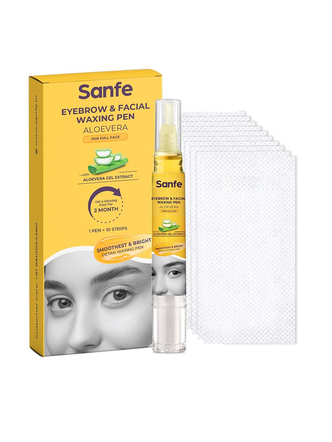 Sanfe Aloevera Eyebrow & Facial Detan Waxing Pen 5ml with 10 Waxing Strips