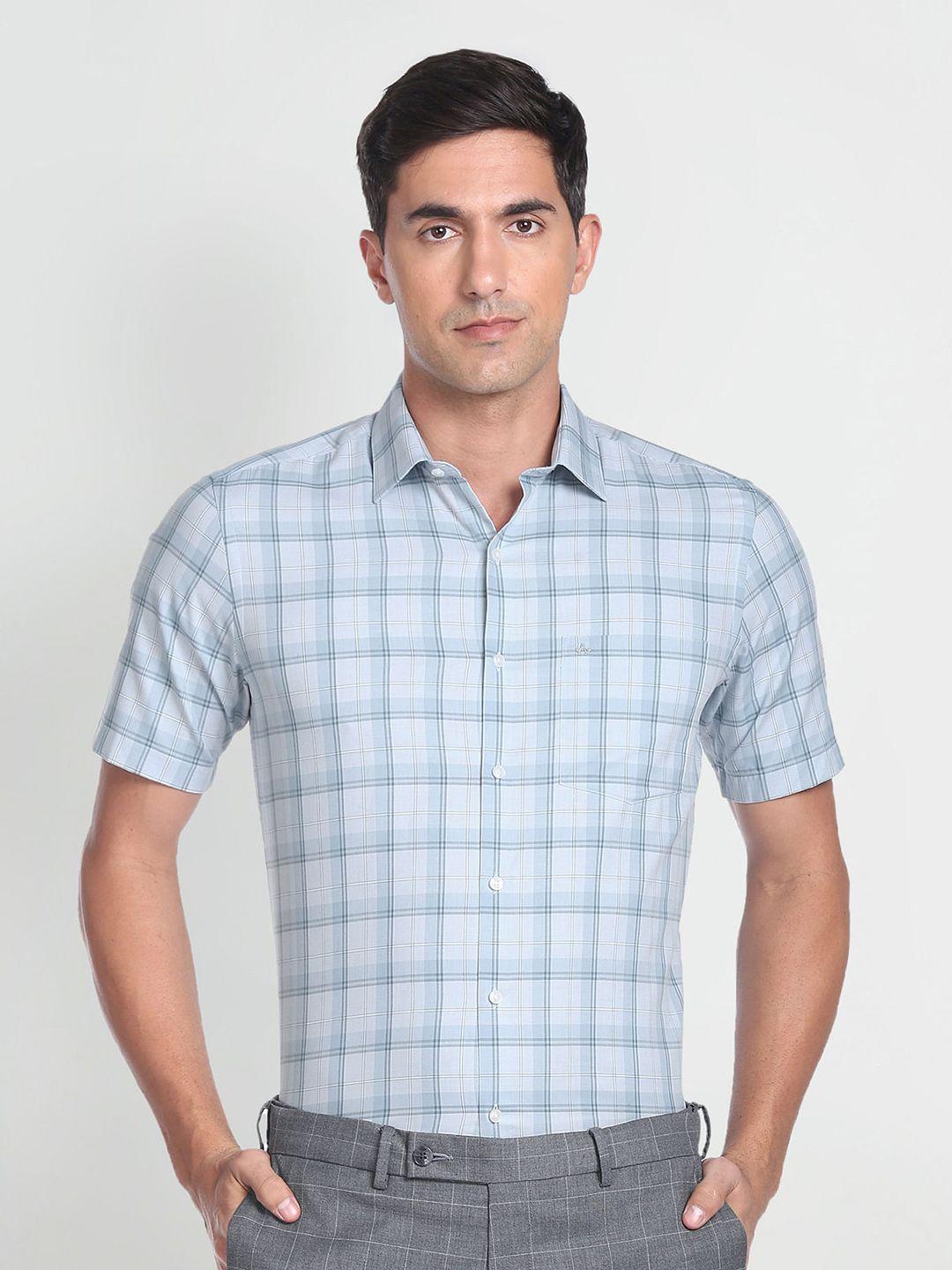 arrow-tartan-checks-checked-spread-collar-pure-cotton-formal-shirt