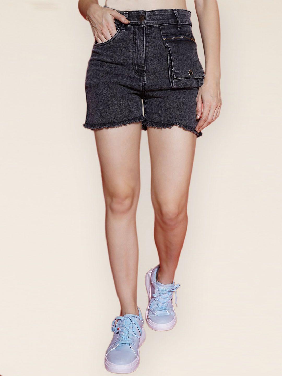 VESTIDO MODAS Women Slim Fit High-Rise Denim Shorts