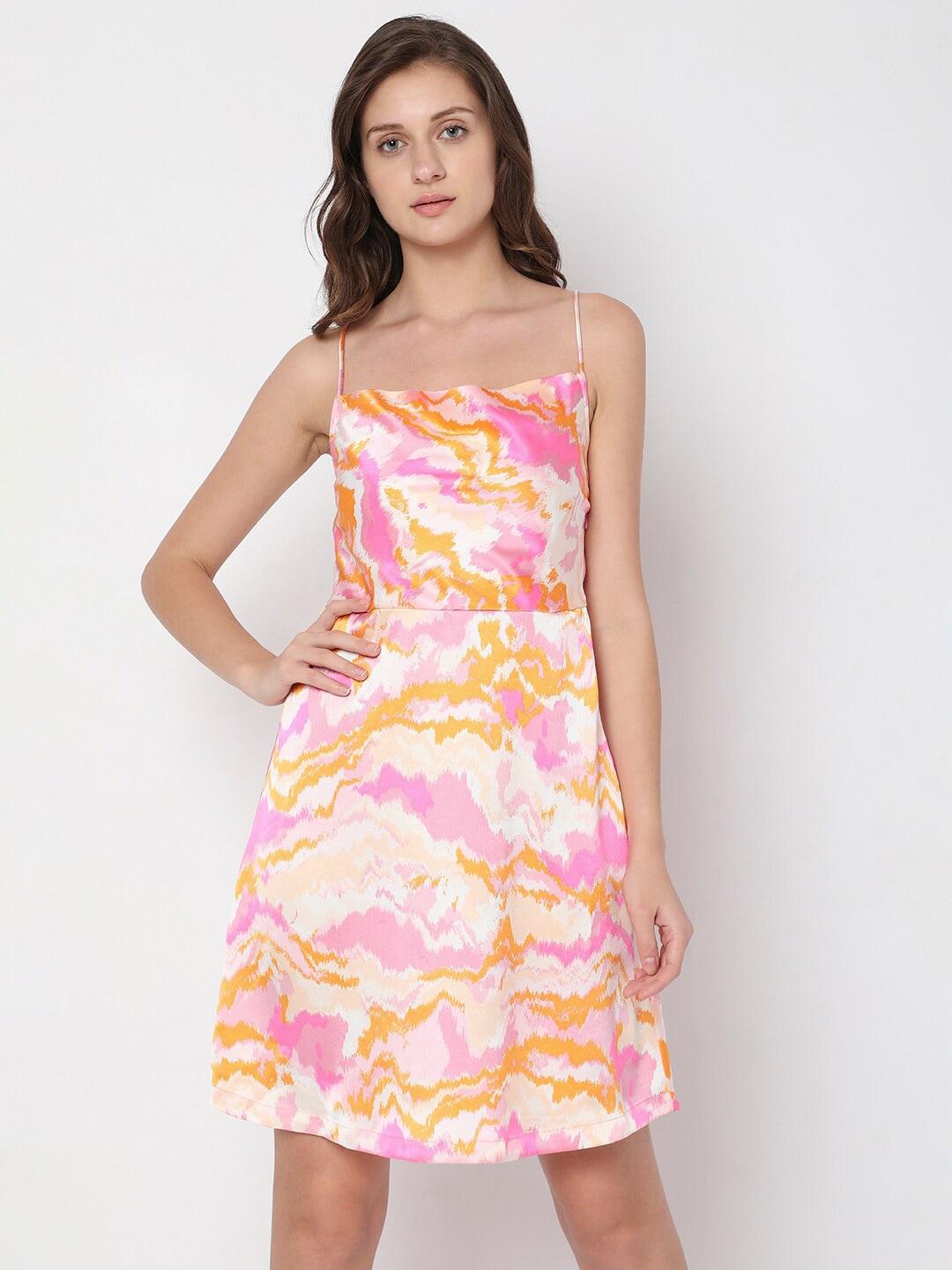 Vero Moda Floral Print Shoulder Straps A-Line Dress