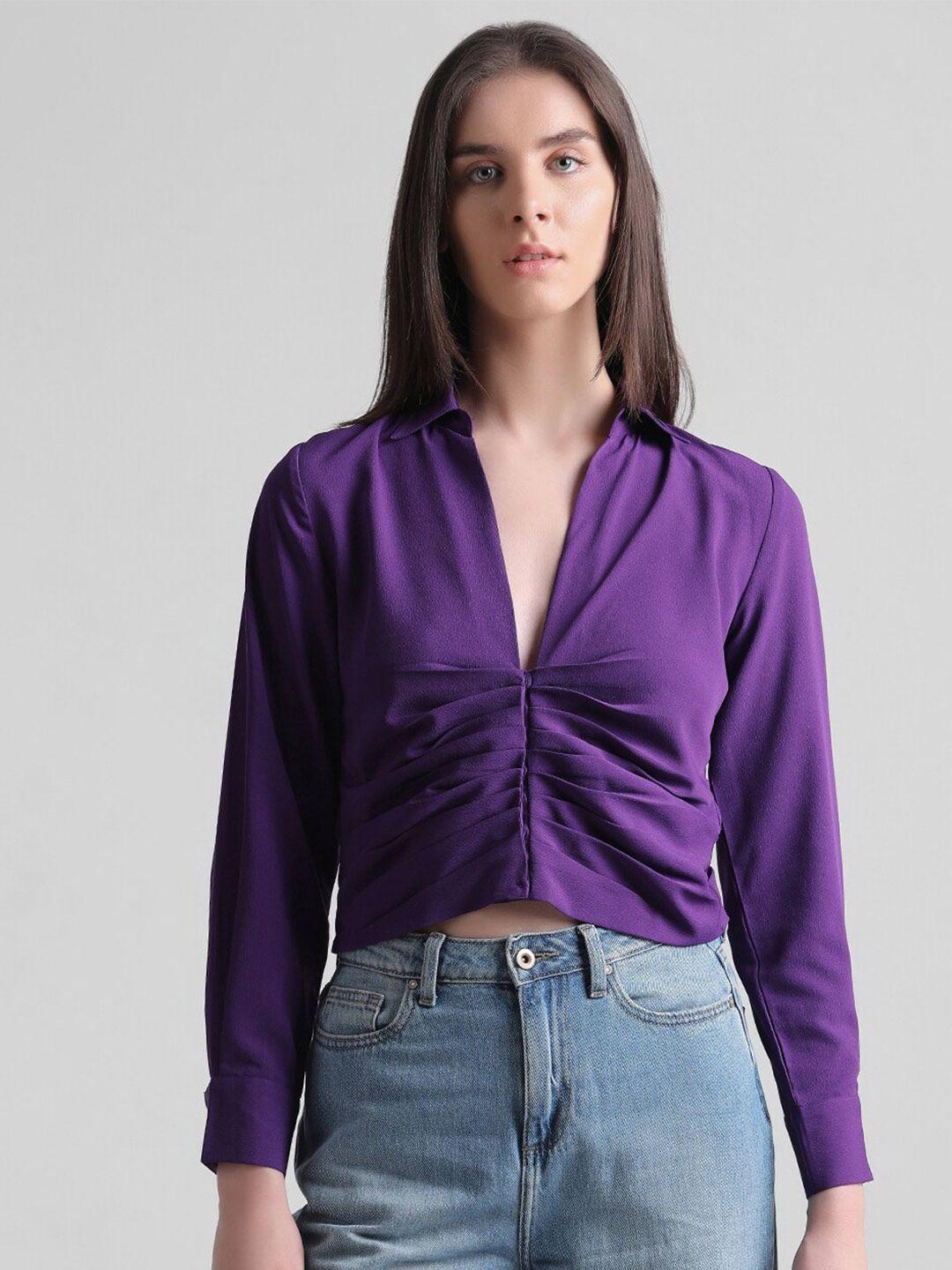 ONLY Regular Fit Opaque Gathered Casual Shirt