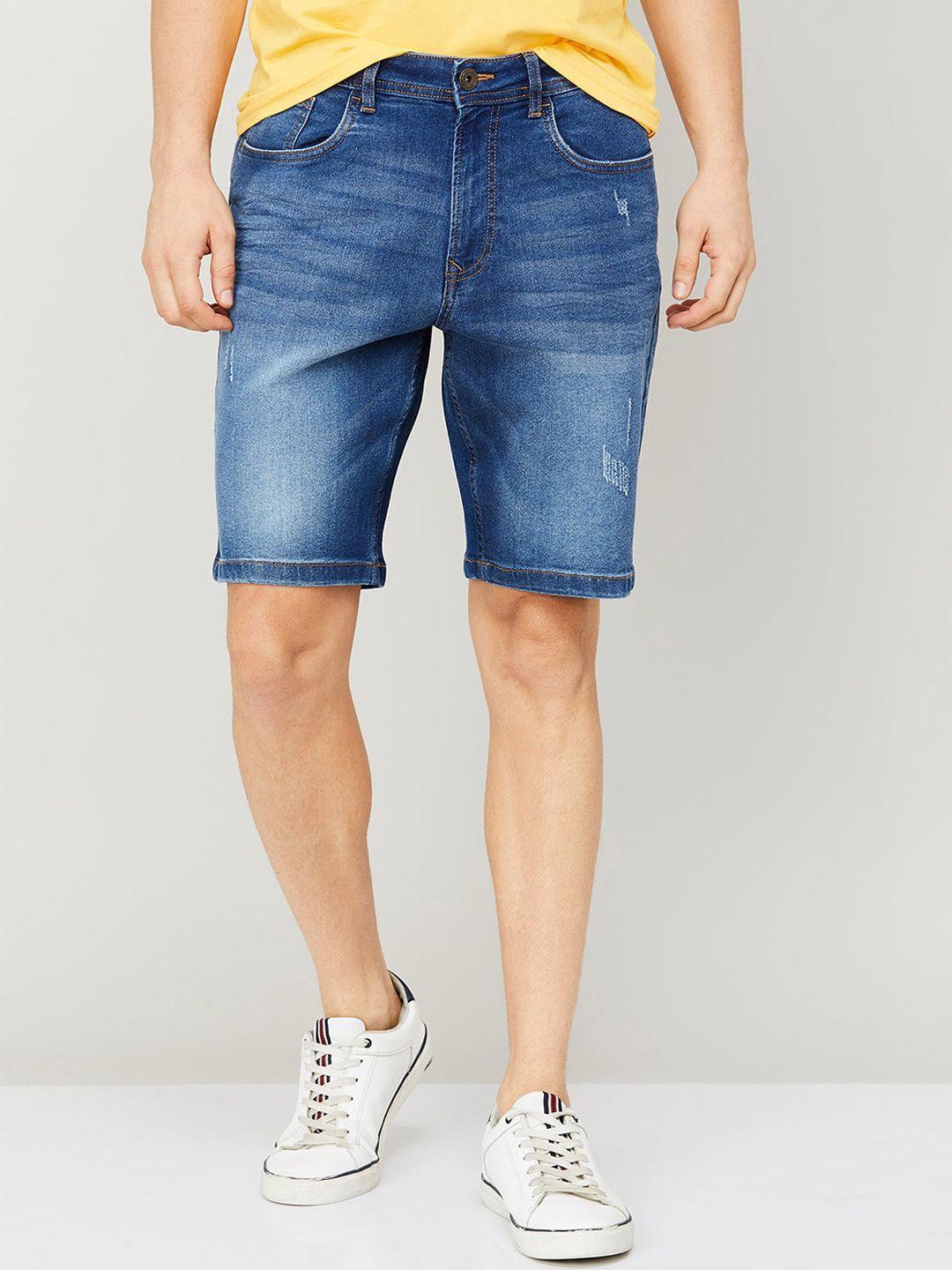 Forca by Lifestyle Men Blue Mid-Rise Denim Shorts