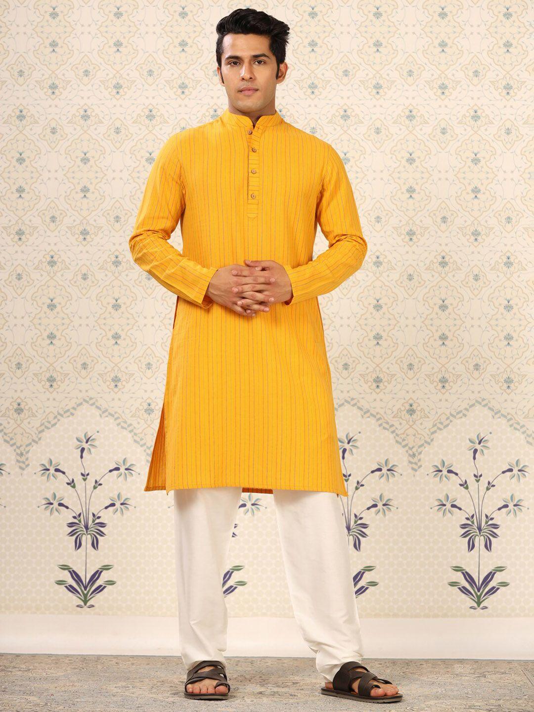 Ode by House of Pataudi Striped Pure Cotton Kurta