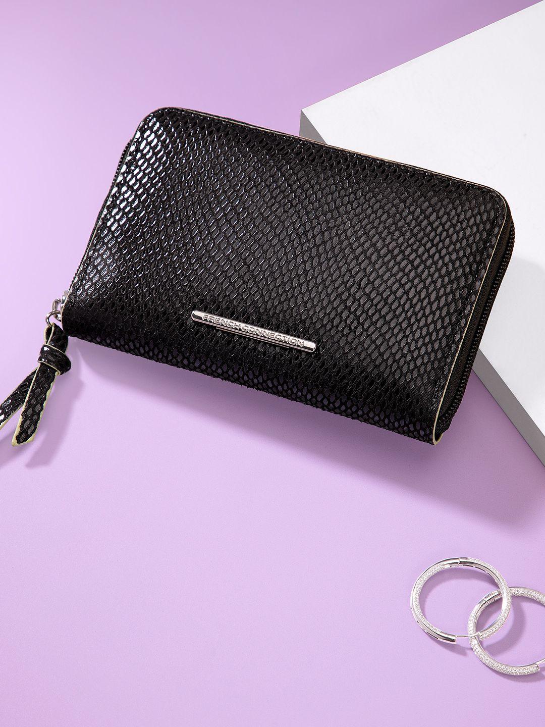 french-connection-women-textured-leather-zip-around-wallet