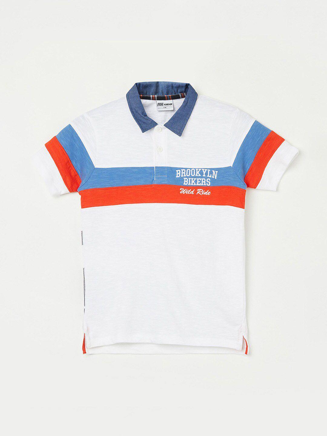 Fame Forever by Lifestyle Boys Striped Polo Collar Cotton T-Shirt