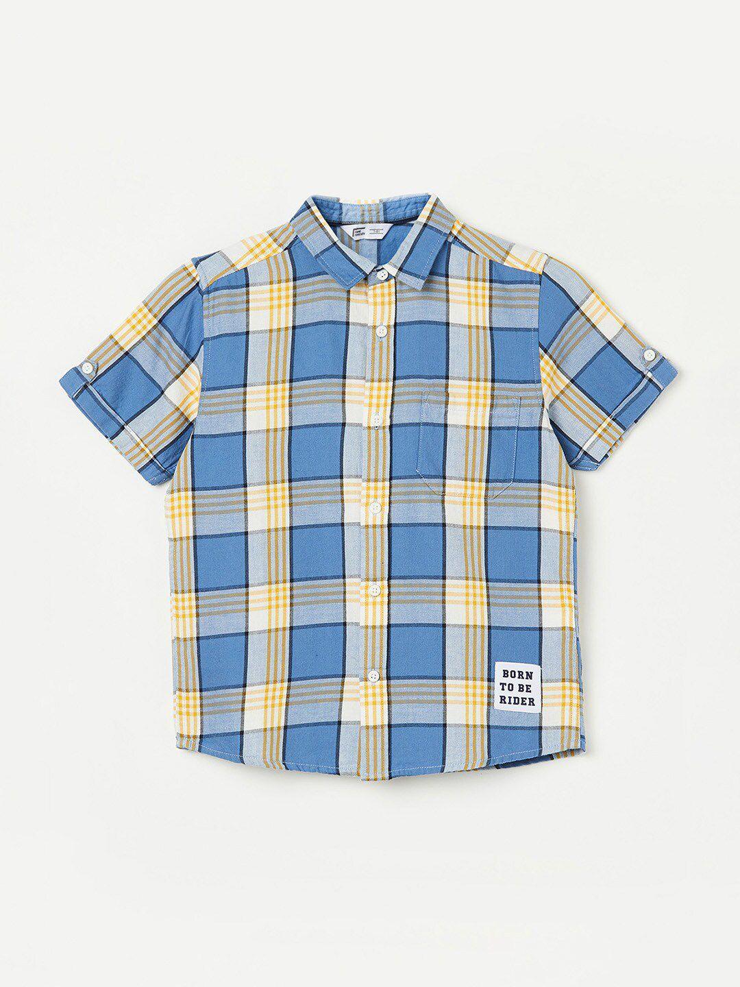 Fame Forever by Lifestyle Boys Tartan Checked Pure Cotton Casual Shirt