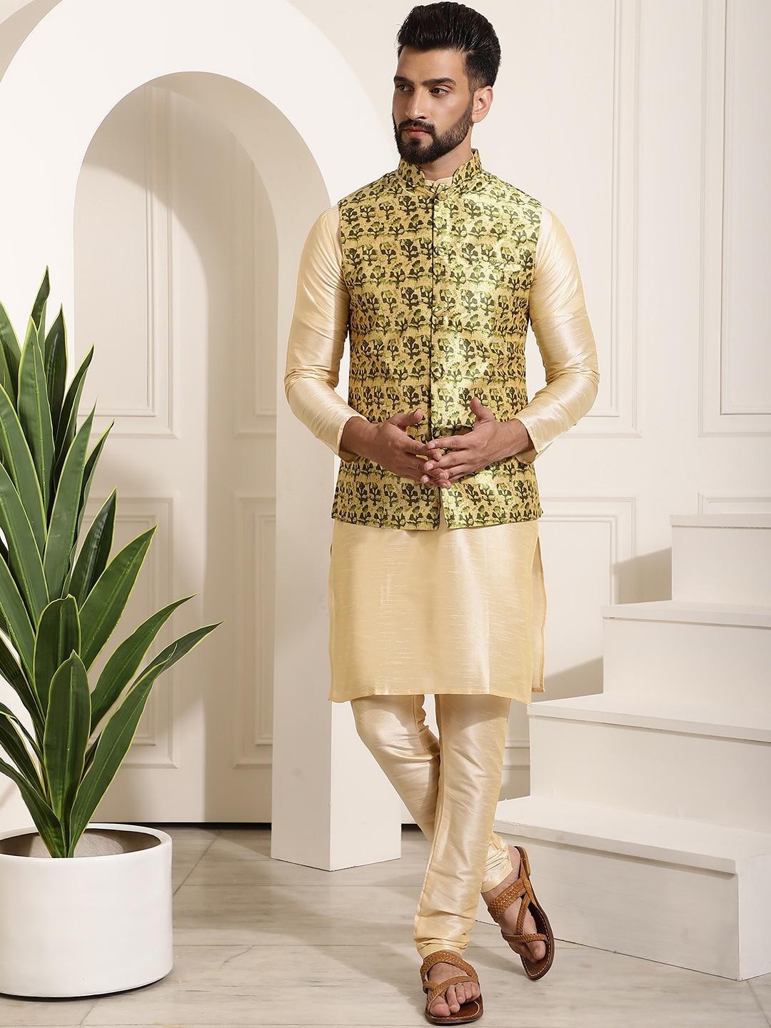 sojanya-mandarin-collar-kurta-with-churidar-&-printed-nehru-jacket
