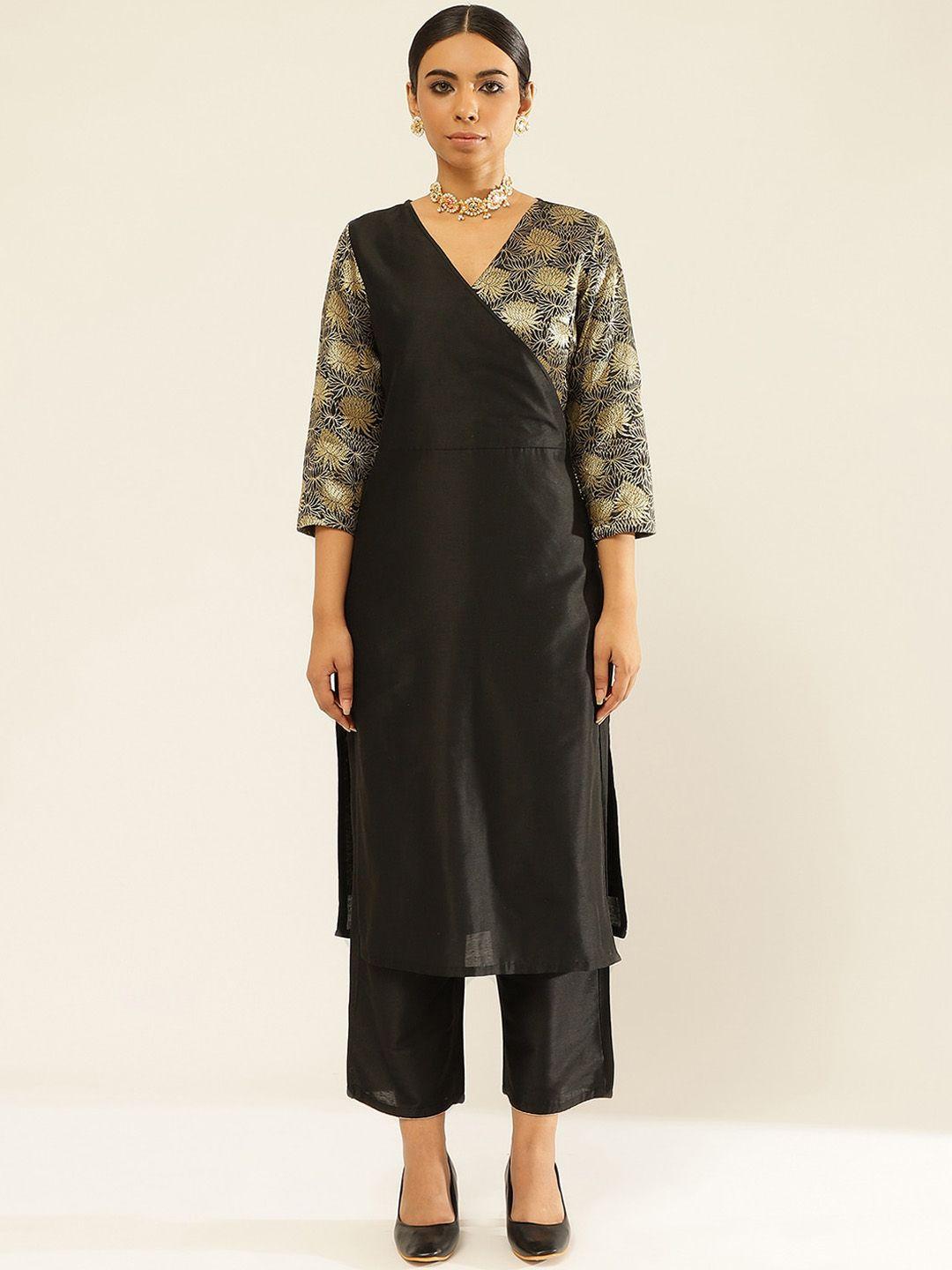 abhishti-women-black-angrakha-kurta-with-trousers
