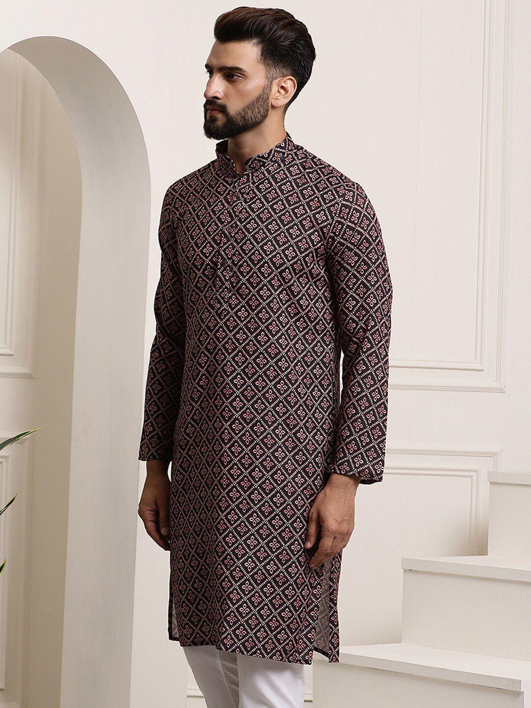 sojanya-geometric-printed-mandarin-collar-pure-cotton-kurta