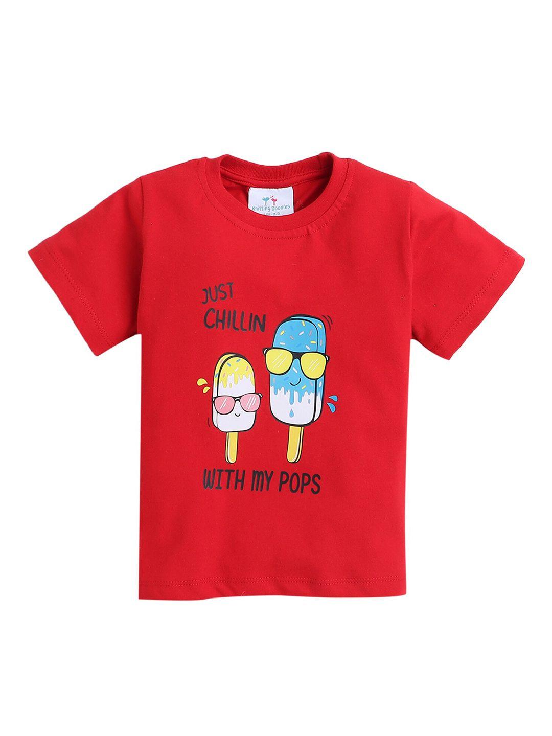 Knitting Doodles Boys Just Chilling Printed Round Neck Regular Fit Cotton T-Shirt