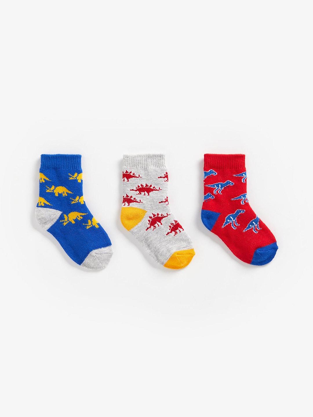 mothercare Infants Boys Pack Of 3 Self Design Cotton Socks