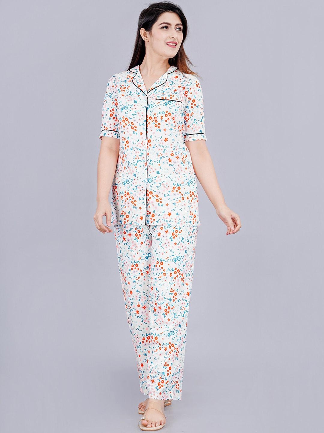 TREND ME Floral Printed Pure Cotton Night Suit