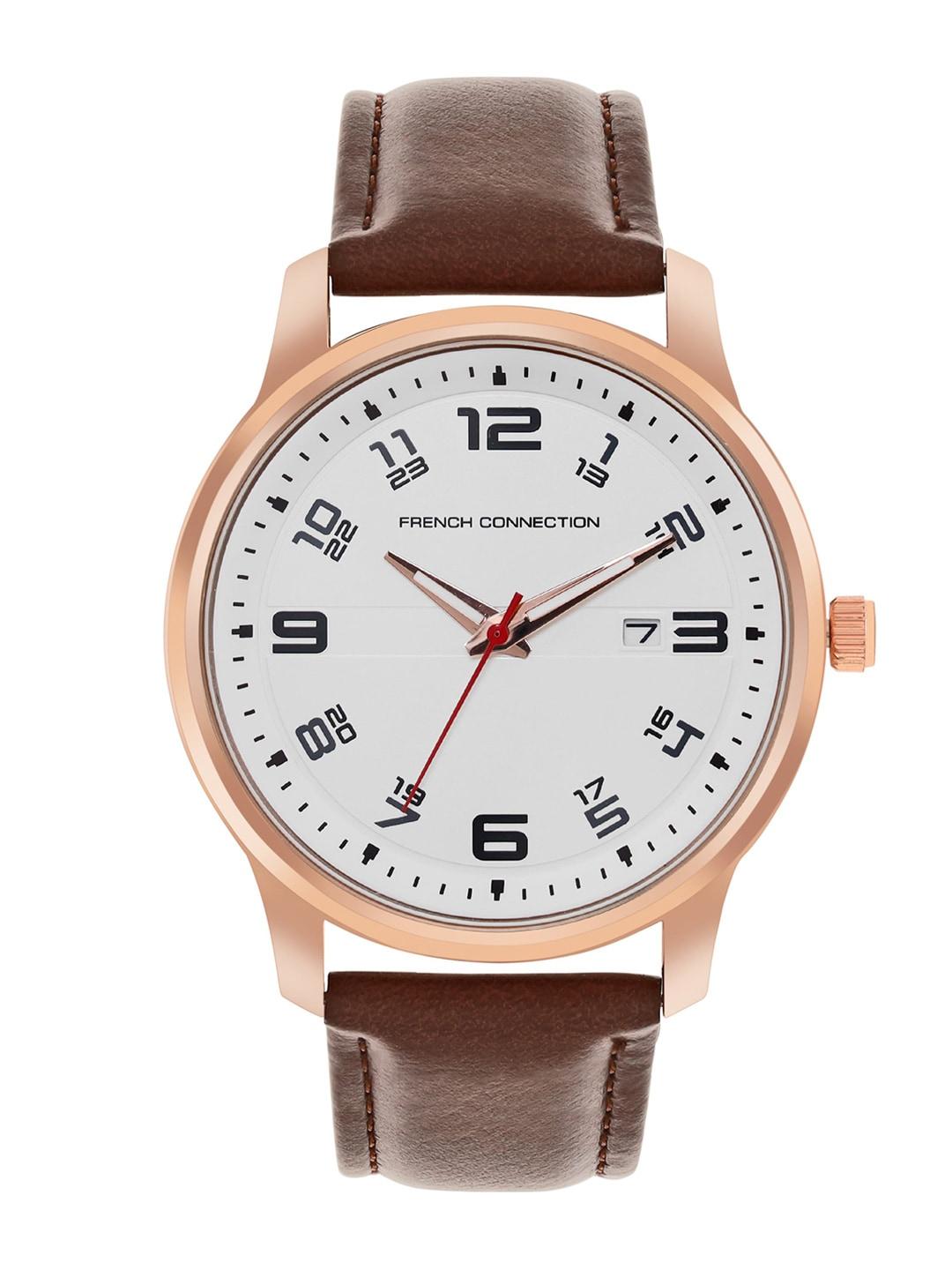 French Connection Men Dial & Leather Straps Analogue Watch FCN00046C