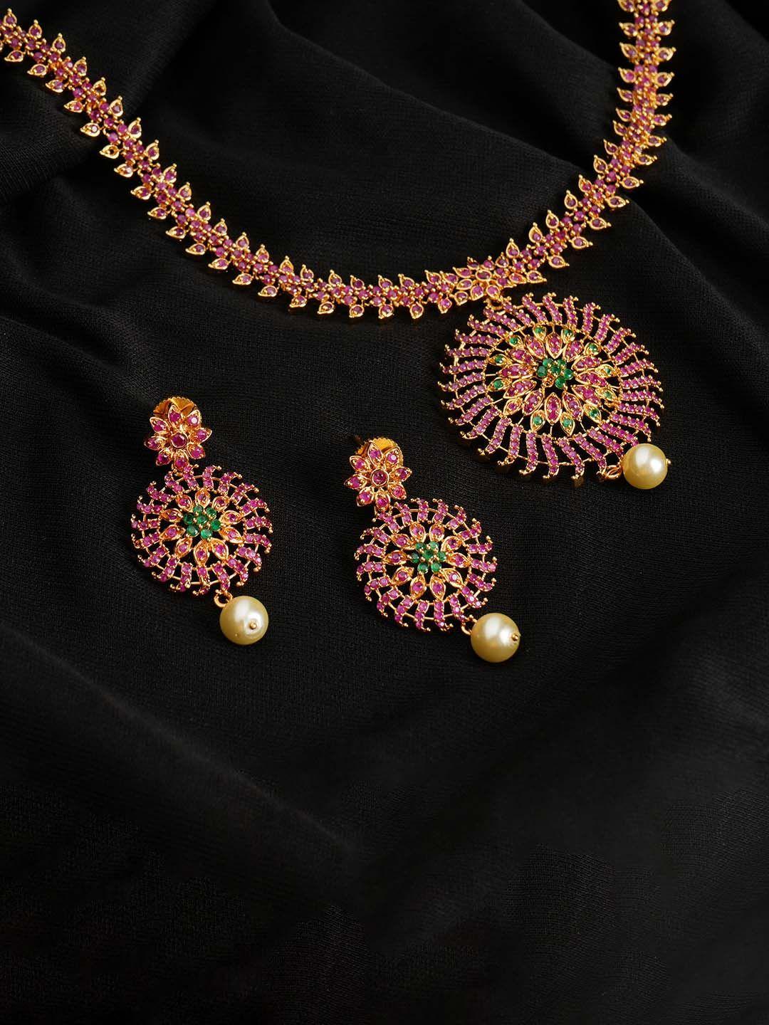 Vriksham Brass Plated Beaded Necklace & Earrings Set