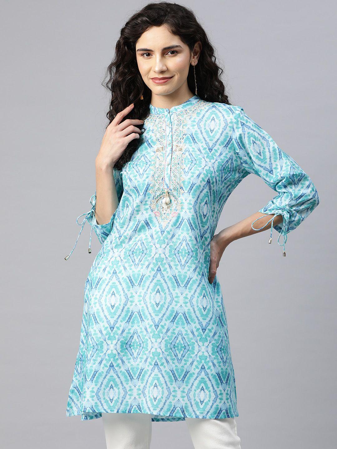 Nayam By Lakshita Modal Mandarin Collar Printed Tunic