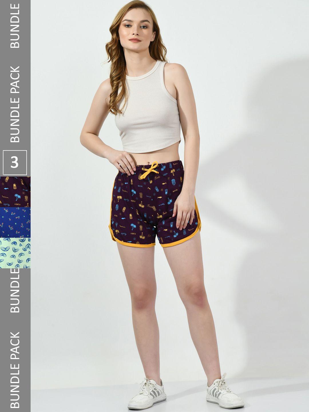 baesd-women-multicoloured-printed-high-rise-shorts
