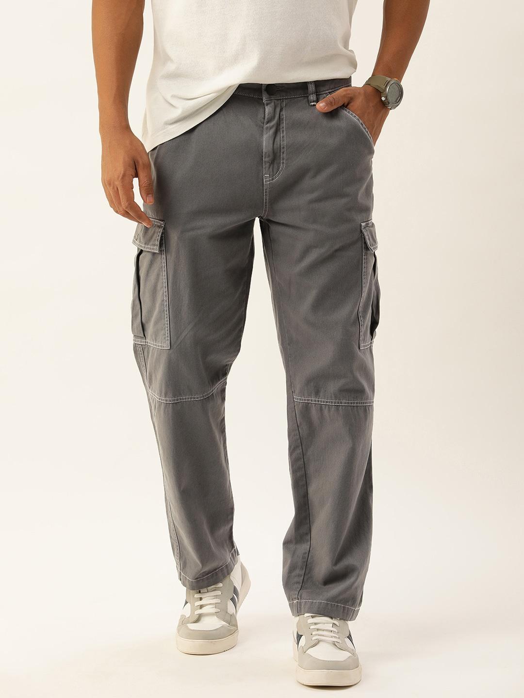 Bene Kleed Men Relaxed Fit Cotton Cargos Trousers with Contrast stitch