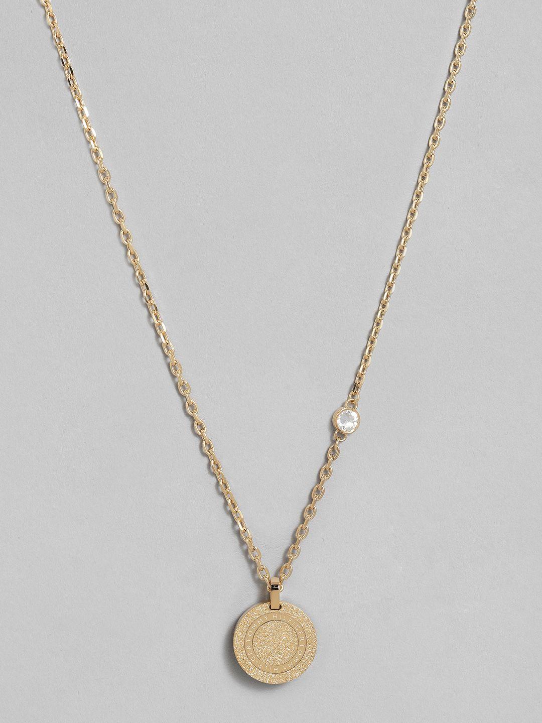 tommy-hilfiger-women-gold-plated-stainless-steel-single-crystal-studded-pendant-with-chain