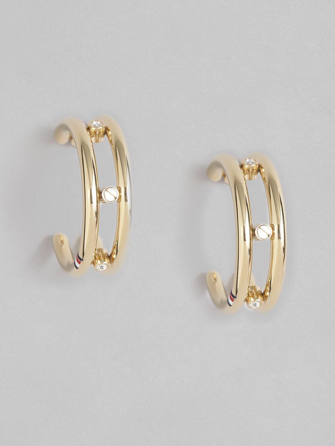 tommy-hilfiger-gold-plated-stainless-steel-circular-half-hoop-earrings