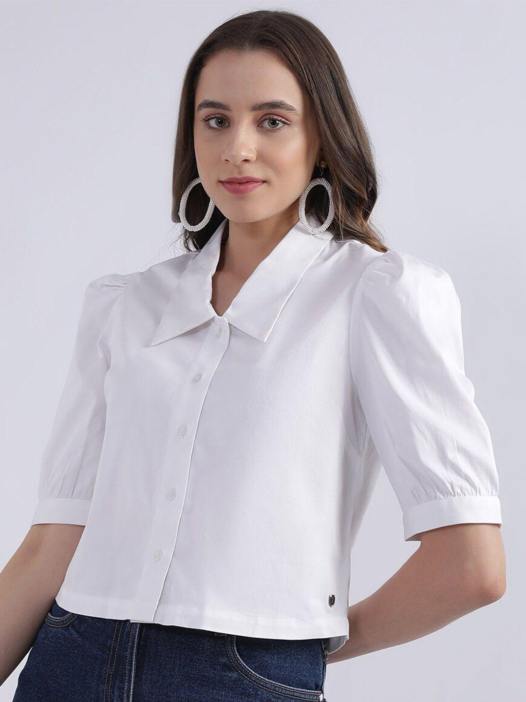 Iconic Puffed Sleeves Casual Crop Shirt