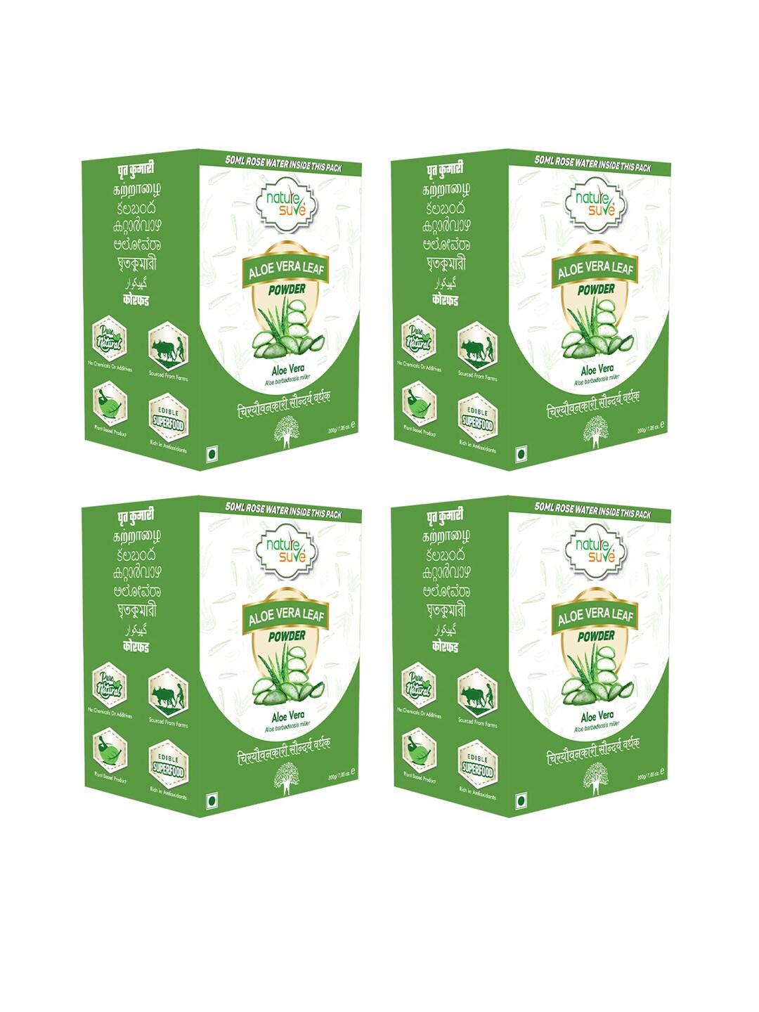 Nature Sure Set Of 4 Aloe Vera Leaf Powder With Rose Water