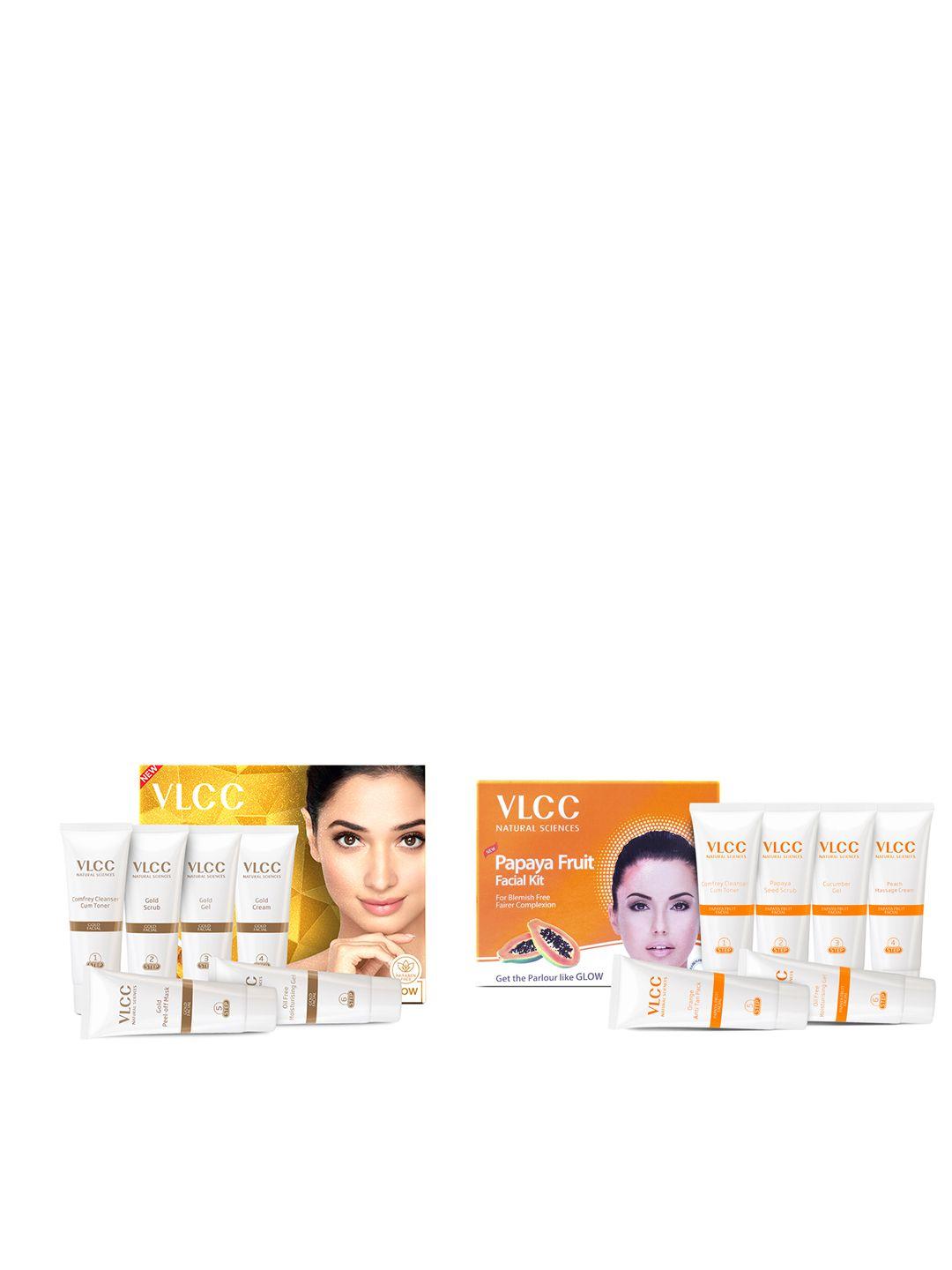 vlcc-gold-facial-kit-for-luminous-complexion-60g-&-papaya-fruit-facial-kit-60g