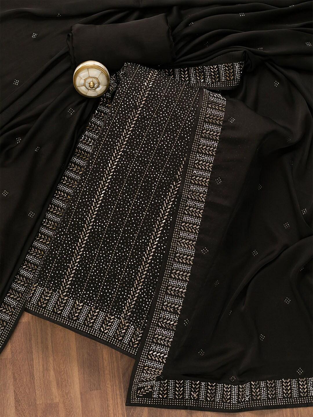Koskii Striped Embellished Unstitched Dress Material