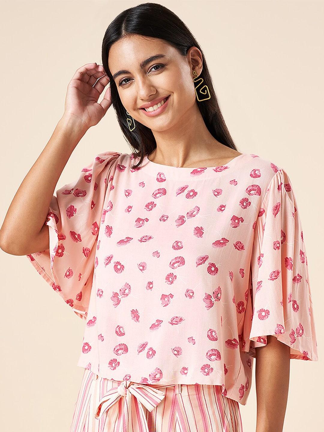 akkriti-by-pantaloons-pink-floral-print-flared-sleeve-top