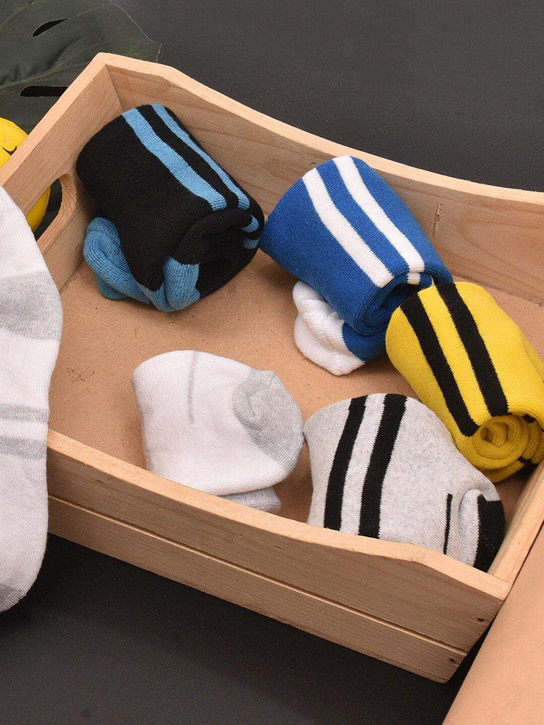 FOOTPRINTS Kids Pack Of 5 Striped Organic Cotton Anti Odour Ankle Length Socks