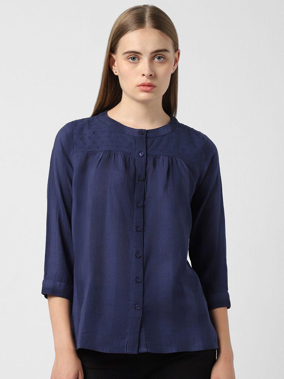 van-heusen-vertical-striped-mandarin-collar-bell-sleeves-pure-cotton-shirt-style-top
