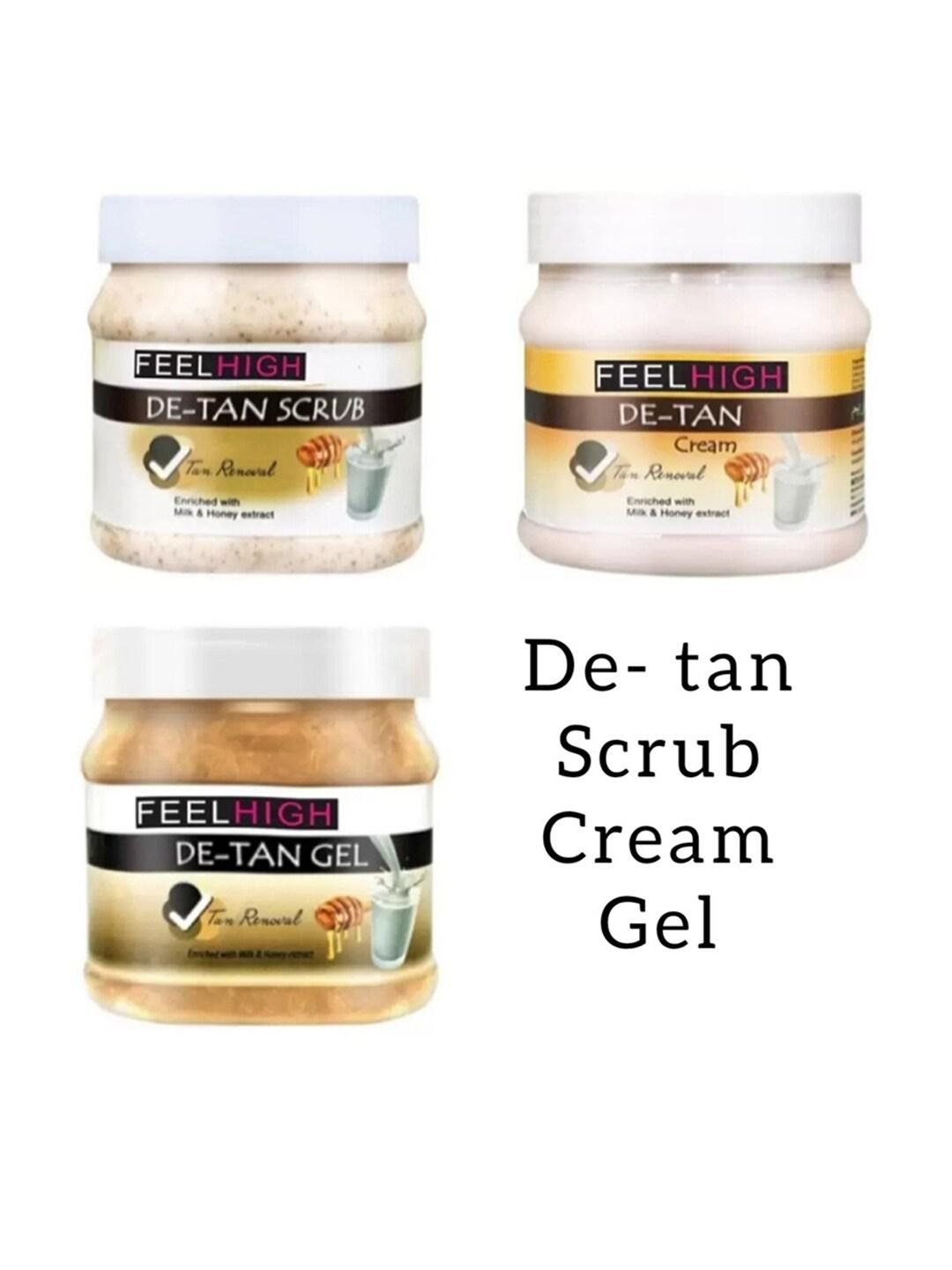 FEELHIGH Set Of 3 De-Tan Face Cream Scrub & Gel - 500 ml Each