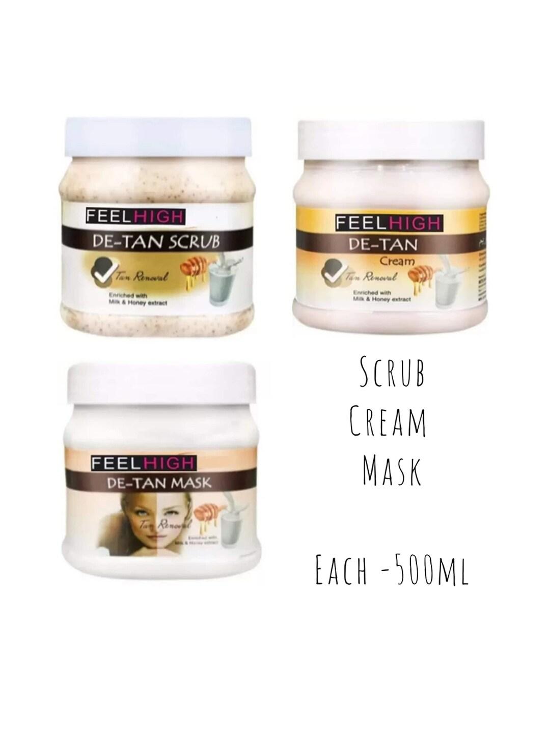 FEELHIGH Set Of 3 Skin Polishing De-Tan Face Scrub -Mask & Cream - 500ml Each