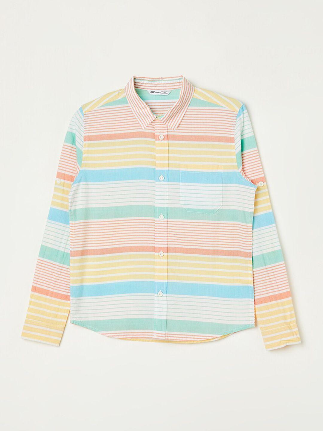 Fame Forever by Lifestyle Boys Multicoloured Horizontal Stripes Opaque Striped Casual Shirt