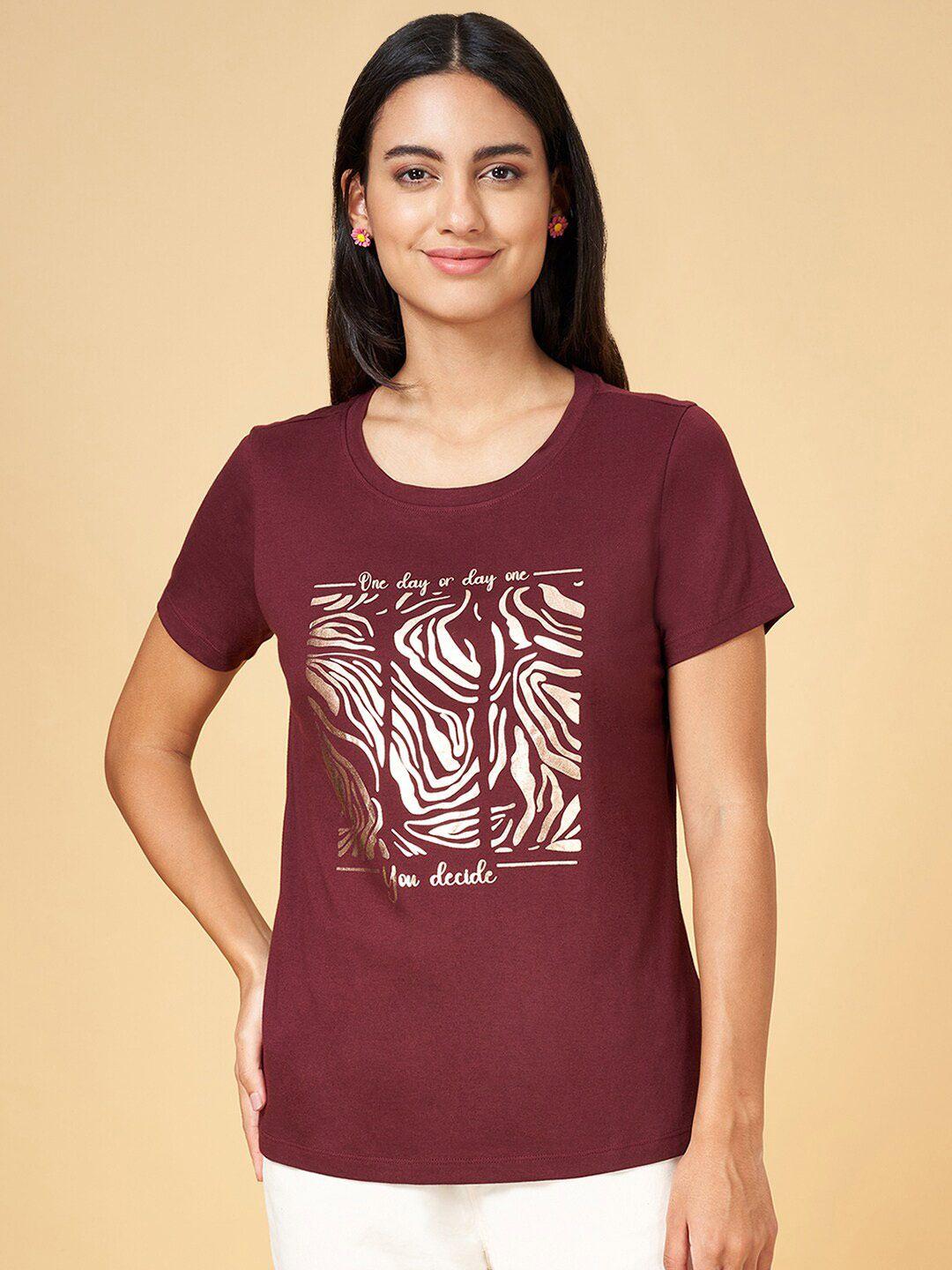 honey-by-pantaloons-women-brown-printed-t-shirt