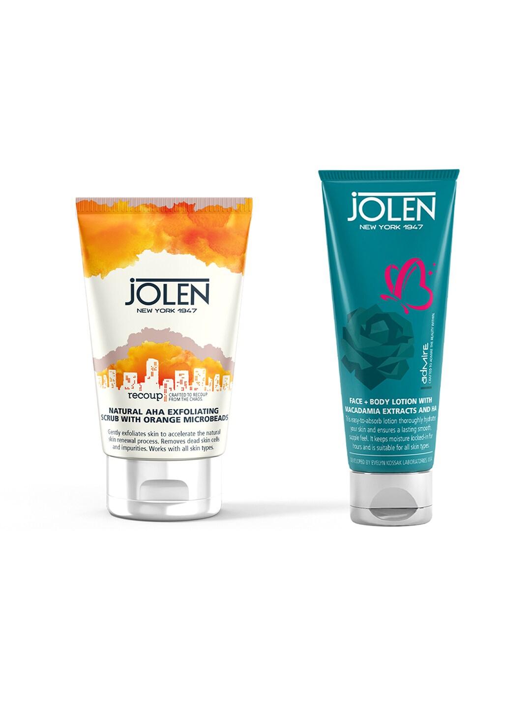 Jolen New York Set of Natural AHA Exfoliating Scrub & Face & Body Lotion - 280 ml