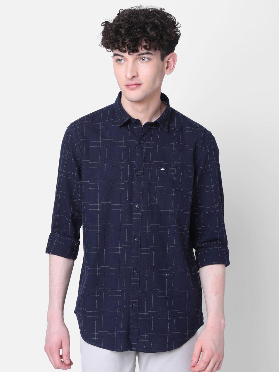 mozzo-men-navy-blue-classic-slim-fit-opaque-checked-casual-shirt
