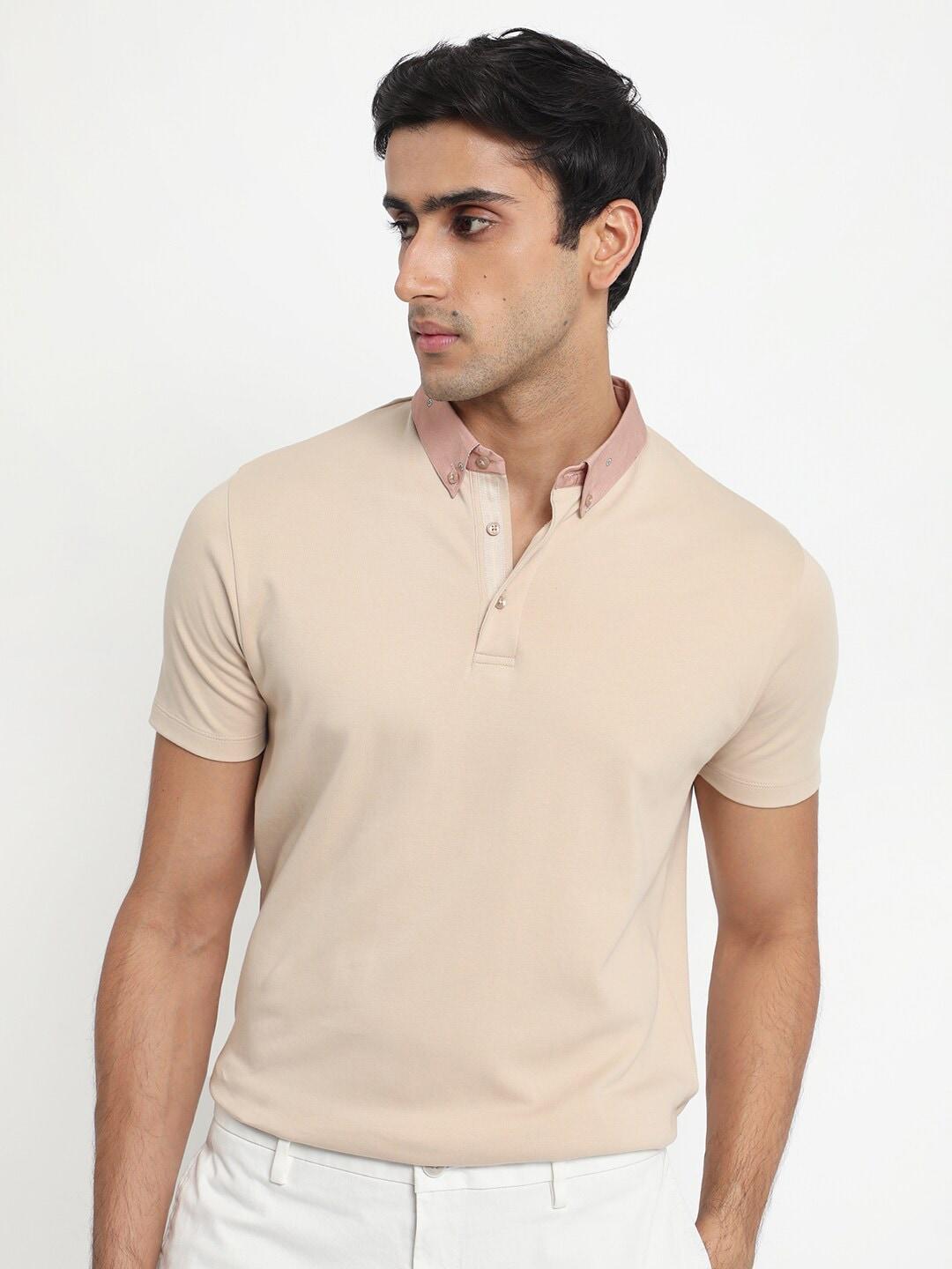 RARE RABBIT Polo Collar Slim Fit Cotton T-shirt