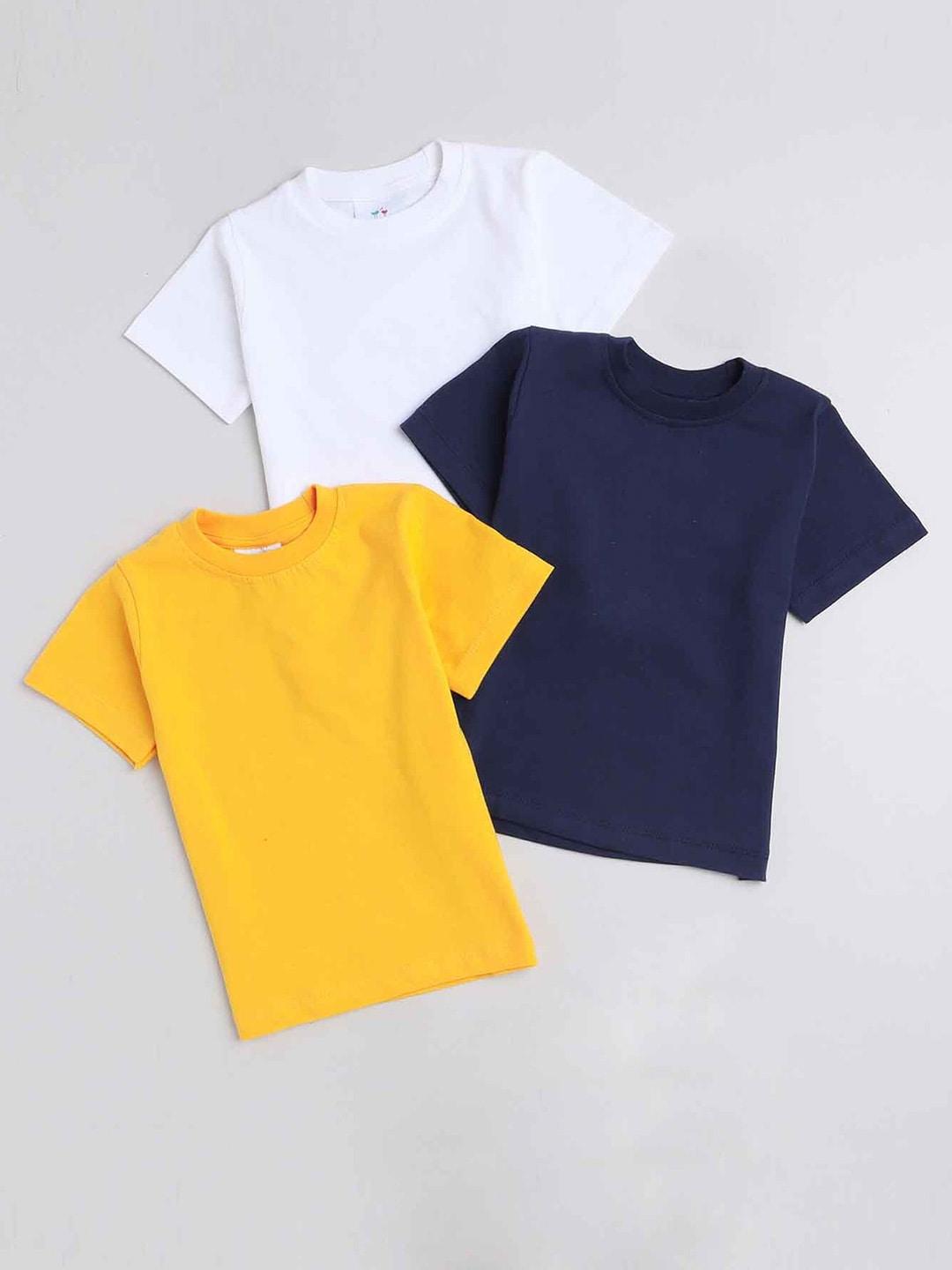 Knitting Doodles Boys Pack Of 3 Round Neck Cotton T-shirt
