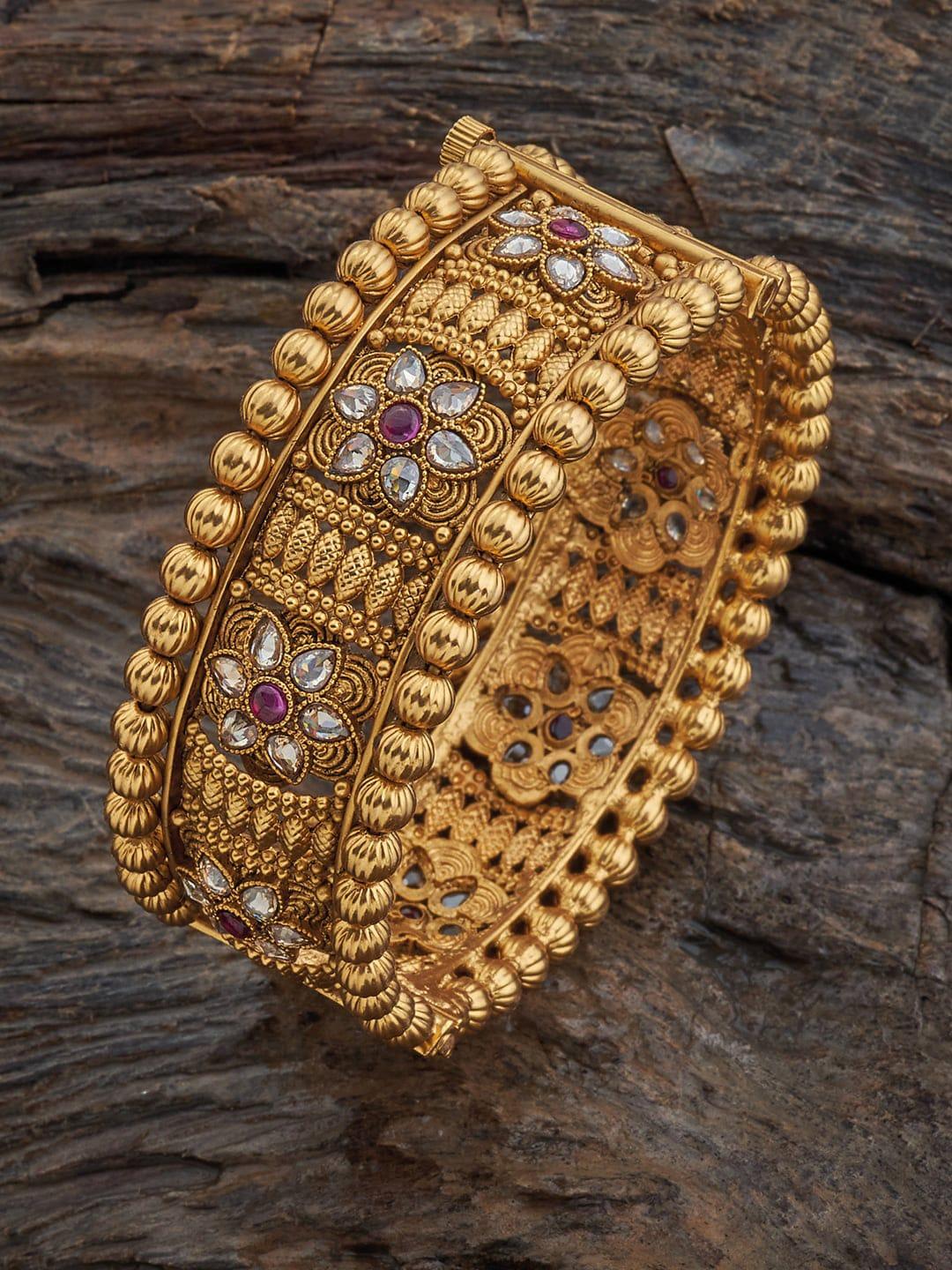 Kushal's Fashion Jewellery Gold-Plated Stone Studded Bangle