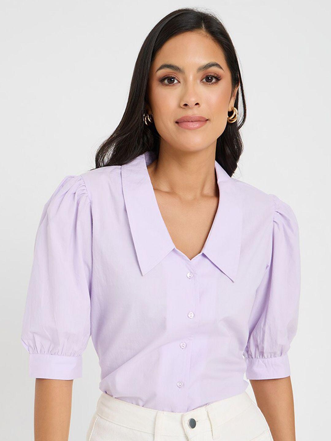 styli-women-purple-tailored-fit-opaque-casual-shirt