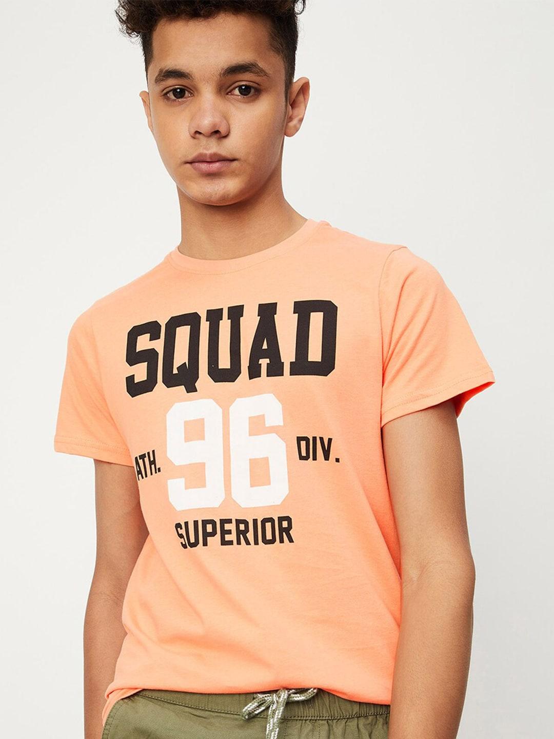 max Boys Typography Pockets Pure Cotton T-shirt