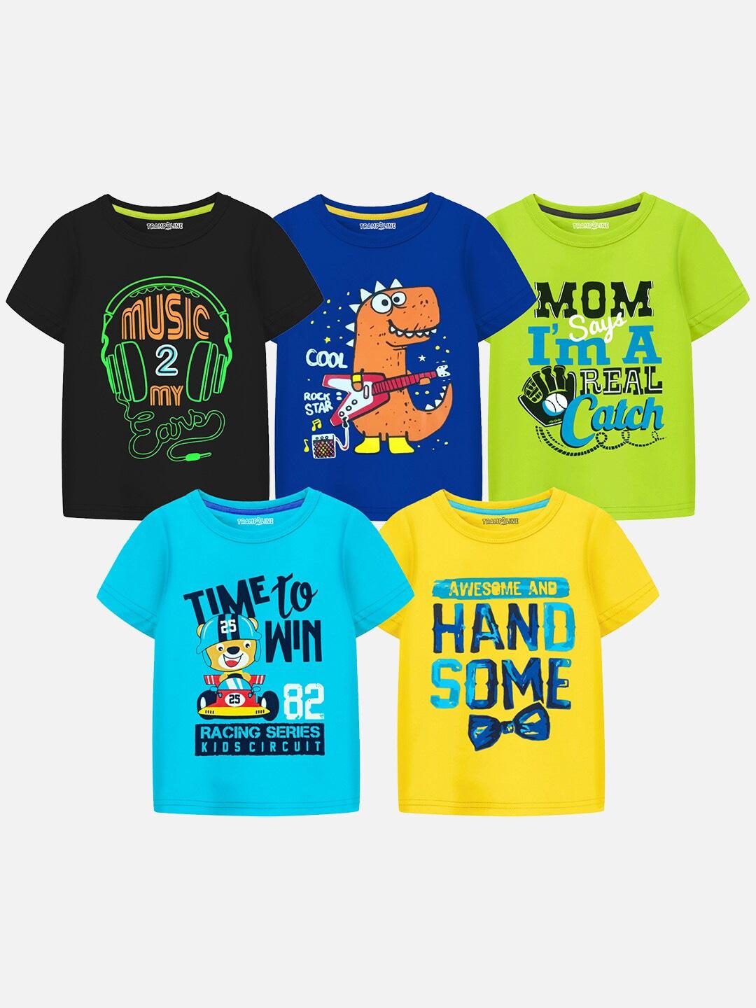 Trampoline Pack Of 5 Boys Printed Cotton Casual T-shirt