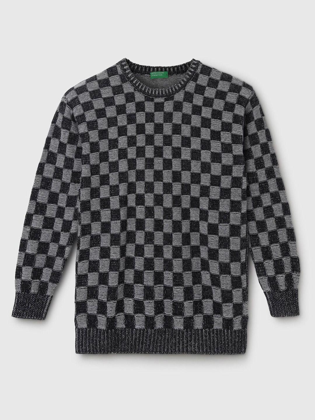 United Colors of Benetton Boys Checked Cotton Pullover