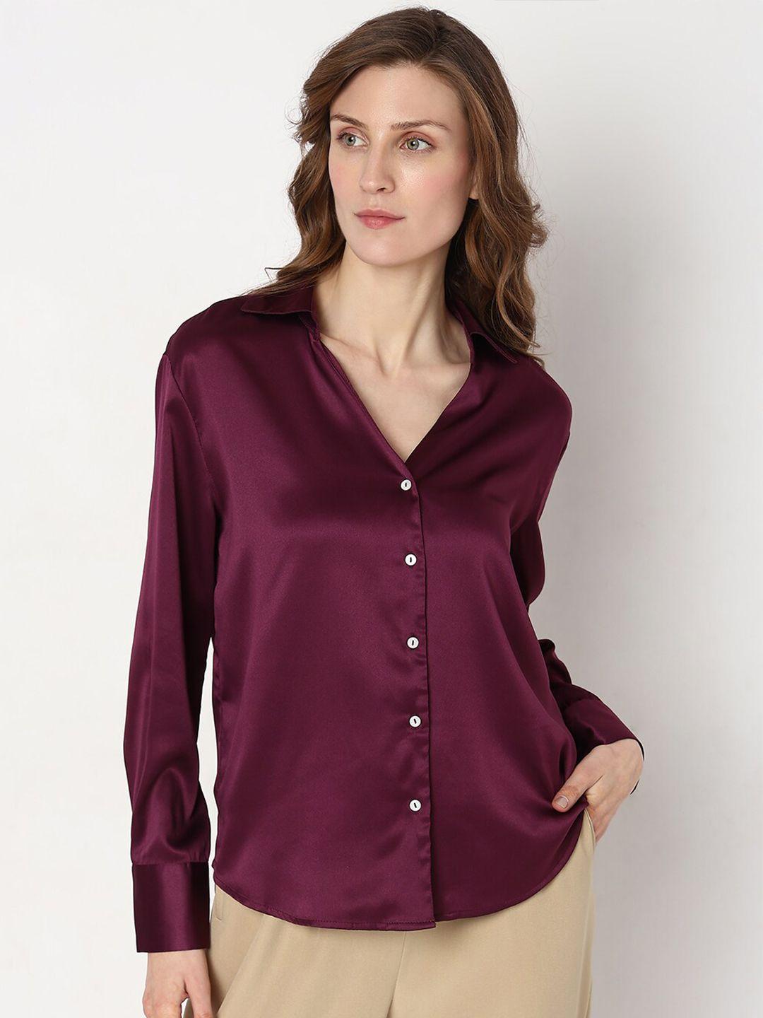 Vero Moda Women Purple Opaque Casual Shirt