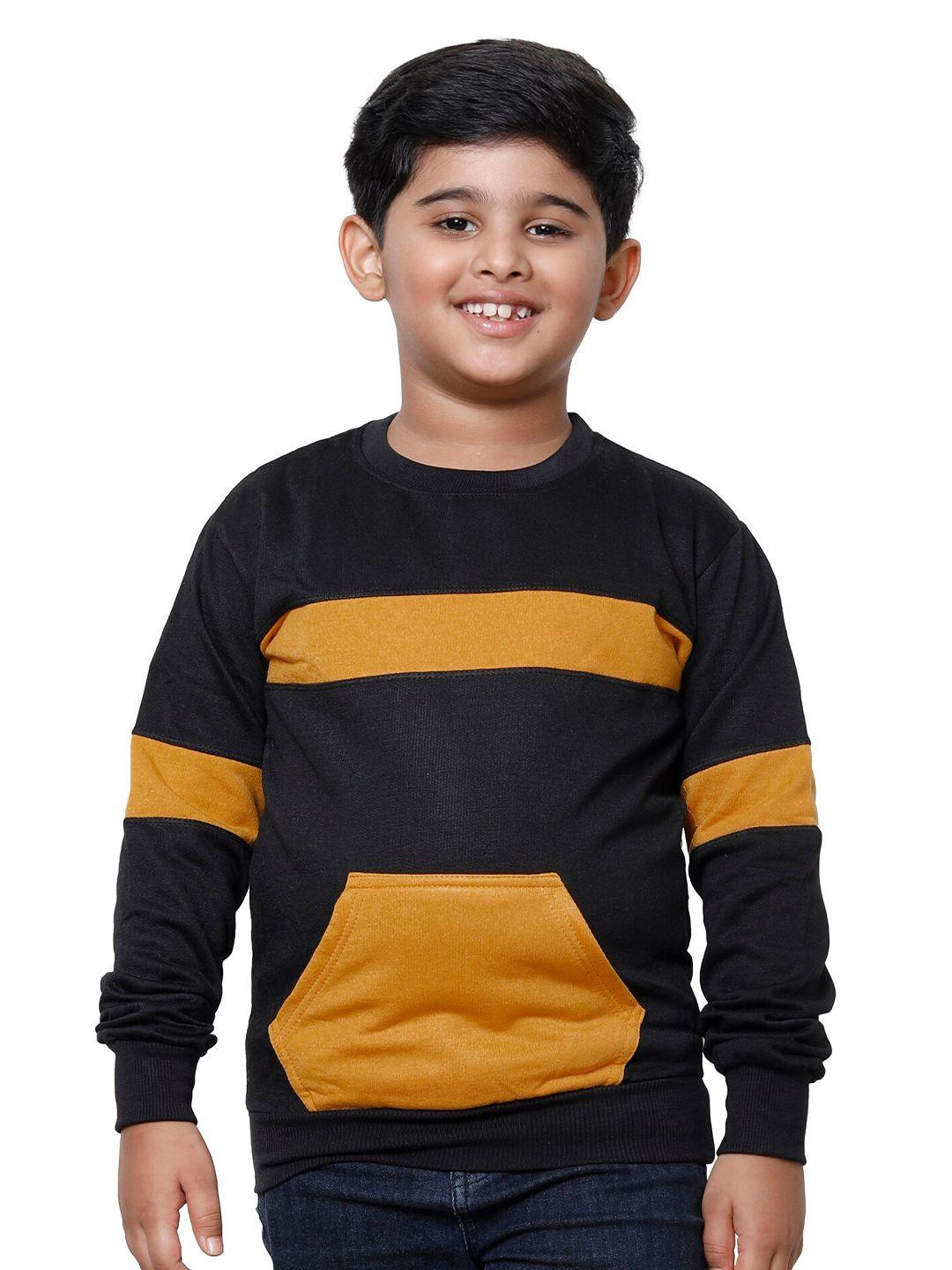 IndiWeaves Boys Black Striped Sweatshirt