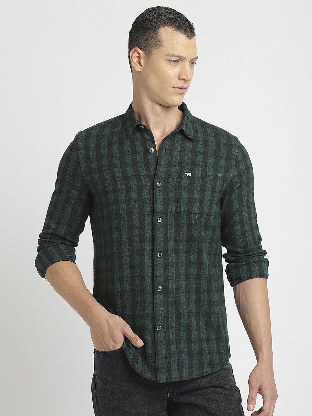 the-bear-house-slim-fit-tartan-checked-pure-cotton-casual-shirt