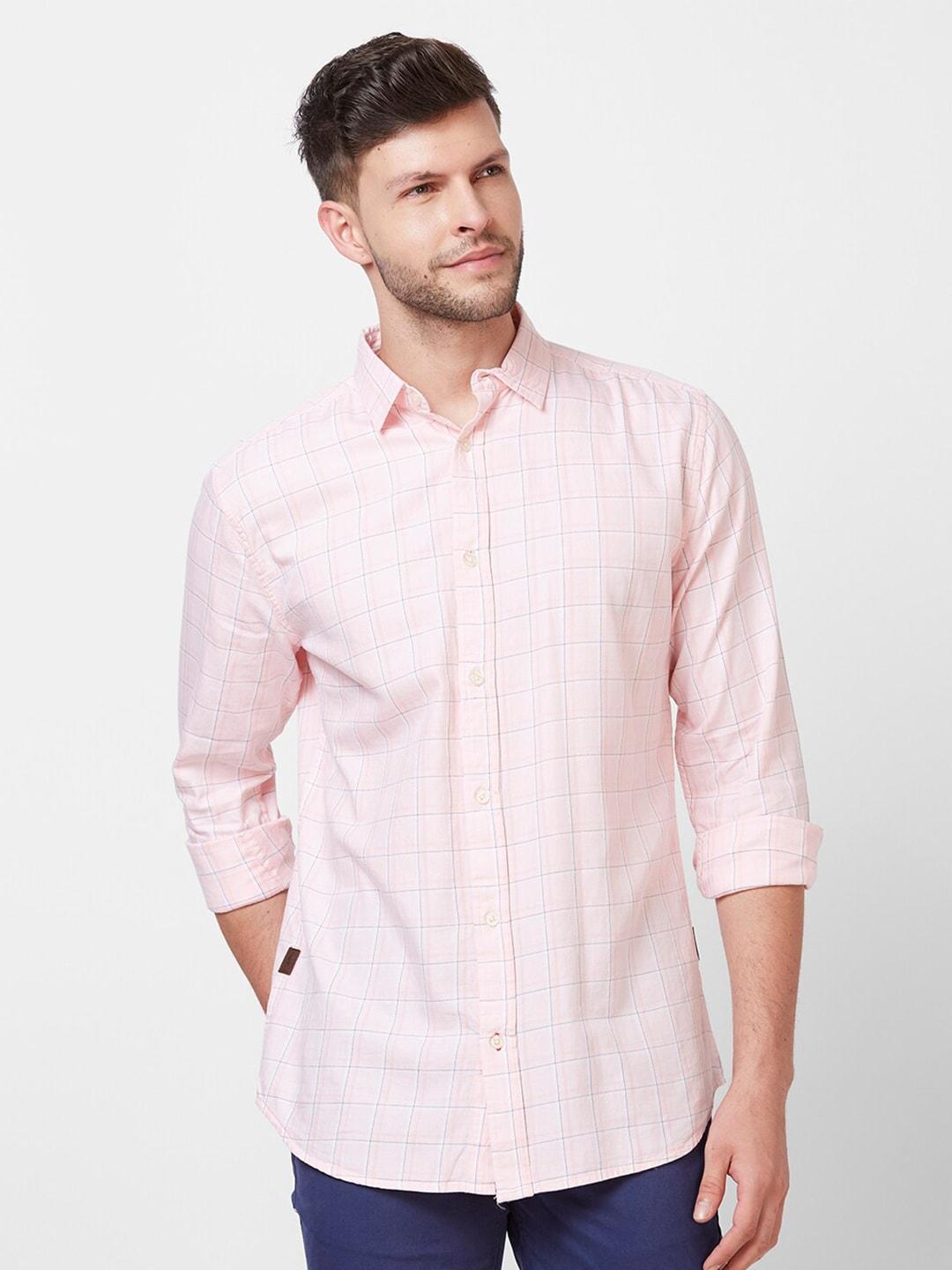 giordano-men-pink-slim-fit-windowpane-checks-opaque-checked-casual-shirt