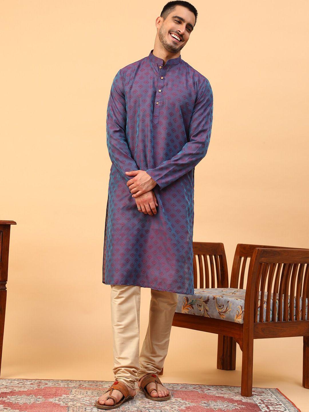 tabard-geometric-woven-design-cotton-straight-kurta