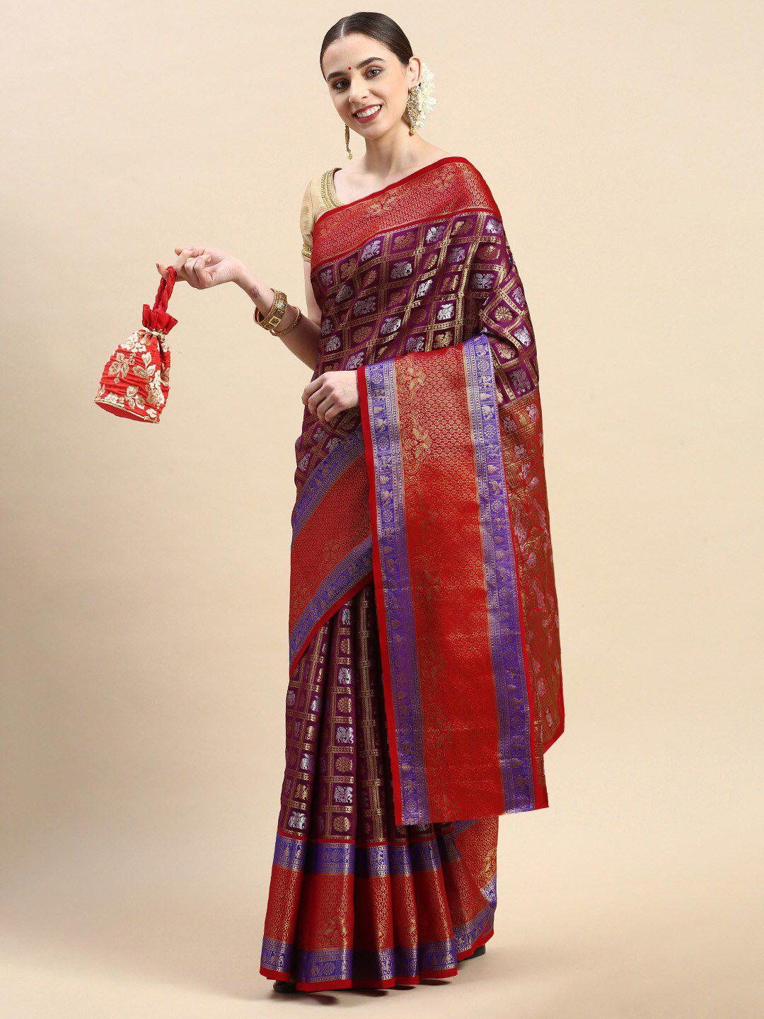 Anaita Ethnic Motifs Woven Design Zari Pure Silk Banarasi Saree